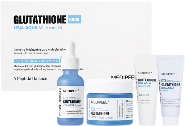 Премиальный набор увлажняющих средств с гиалуроновой кислотой и глутатионом - Medi peel Glutathione Hyal Aqua Multi Care Kit, 4 продукта - фото N1
