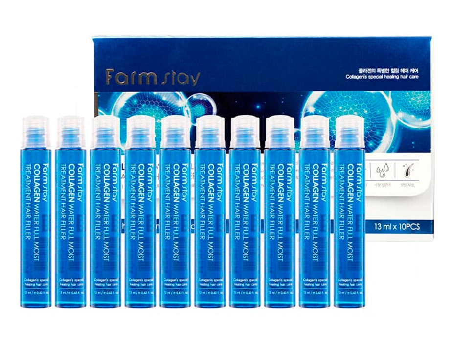 Увлажняющий филлер с коллагеном для волос - FarmStay Collagen Water Full Moist Treatment Hair Filler, 13 мл, 10 шт - фото N1