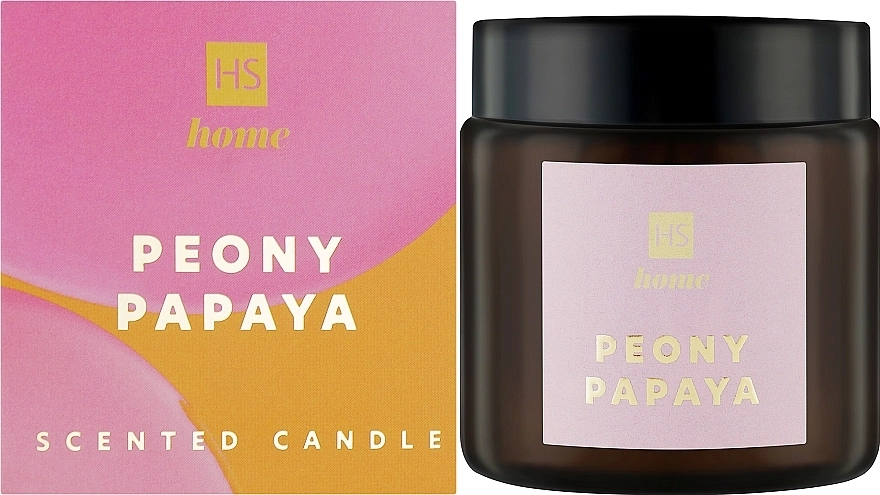 Натуральная ароматическая свеча из соевого воска с ароматом пиона и папайи - HiSkin Home Peony Papaya, 100 мл - фото N2
