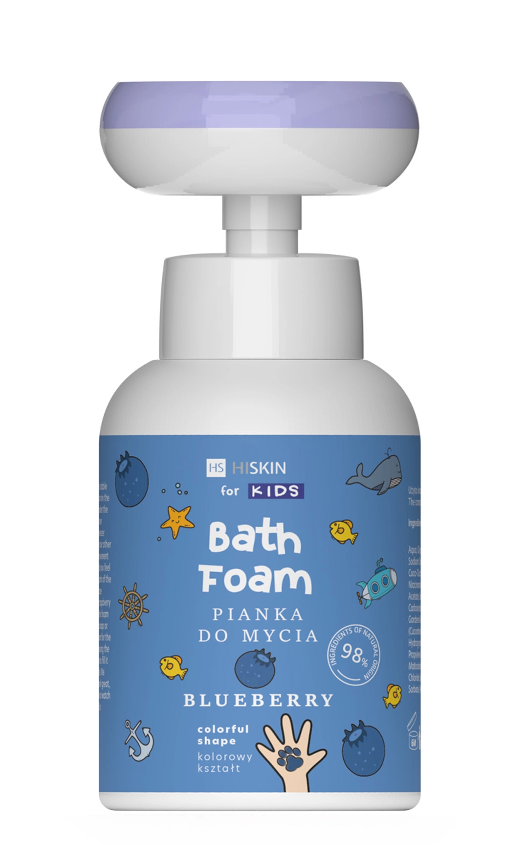 Мус-пена для душа и рук с ароматом черники "Лапка" - HiSkin Bath Foam Scent Blueberry Colorful Shape, 300 мл - фото N1