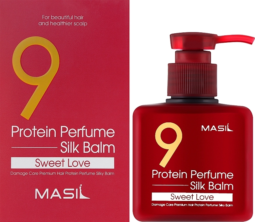 Несмываемый парфюмированный протеиновый бальзам для поврежденных волос - Masil 9 Protein Perfume Silk Balm Sweet Love, 180 мл - фото N2