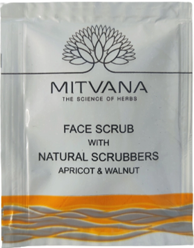 Скраб для обличчя натуральний з абрикосом та волоським горіхом - Mitvana Face Scrub With Natural Scrubbers Apricot & Walnut, пробник, 5 мл - фото N1