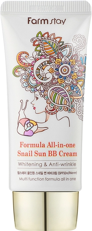 Сонцезахисний BB-крем з екстрактом равлика - FarmStay All-in One Snail Sun BB Cream, 50 г - фото N1