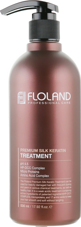 Кондиционер для восстановления поврежденных волос - Floland Premium Silk Keratin Treatment, 530 мл - фото N1