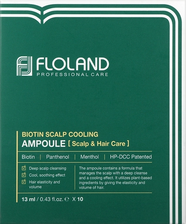Охолоджуючий філер для волосся та шкіри голови - Floland Biotin Scalp Cooling Ampoule, 13 мл, 10 шт - фото N3