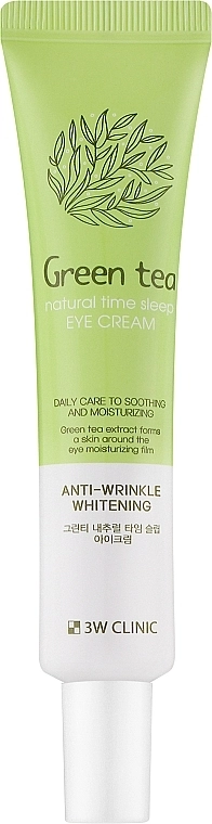 Ночной крем для кожи вокруг глаз с экстрактом зеленого чая - 3W Clinic Green Tea Natural Time Sleep Eye Cream, 40 мл - фото N1