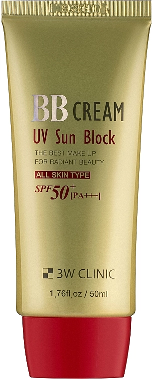 ВВ-крем для обличчя - 3W Clinic BB Cream UV Sun Block SPF 50+, 50 мл - фото N1