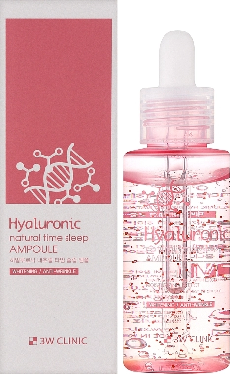 Ночная сыворотка для лица с гиалуроновой кислотой - 3W Clinic Hyaluronic Natural Time Sleep Ampoule, 60 мл - фото N2