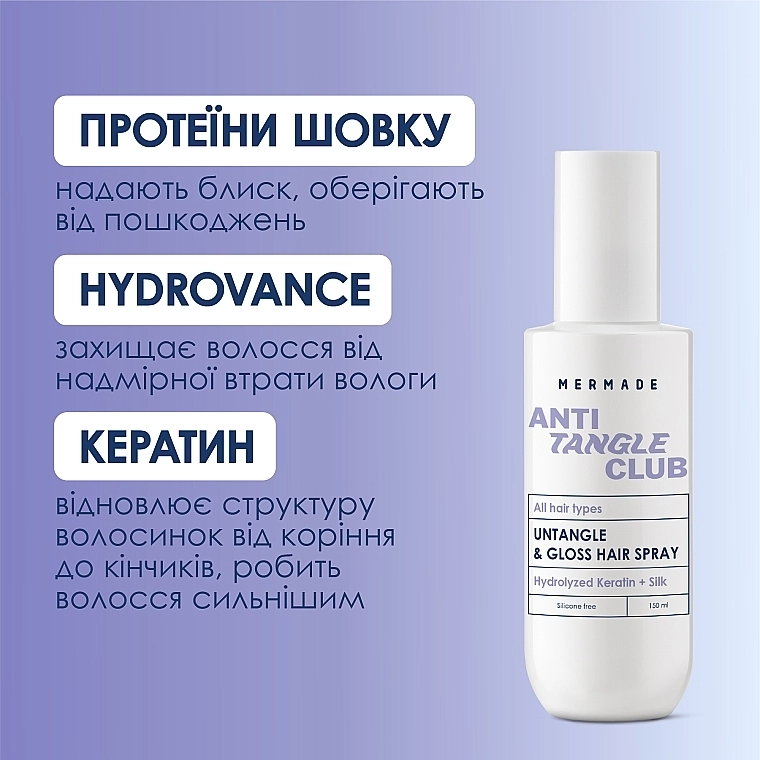 Mermade Спрей–кондиционер для легкого расчесывания Untangle & Gloss Shine Spray - фото N4