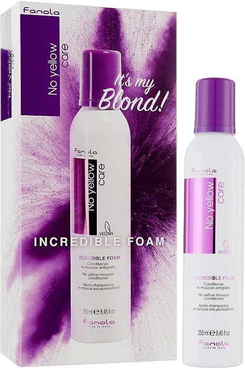 Fanola Кондиционер-пенка для нейтрализации желтизны No-Yellow Incredible Foam Conditioner Incredible Box - фото N2