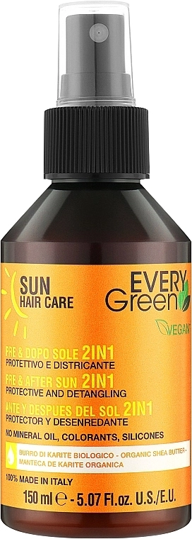 EveryGreen Спрей для волос Sun Spray Protettivo Districante, 150ml - фото N1
