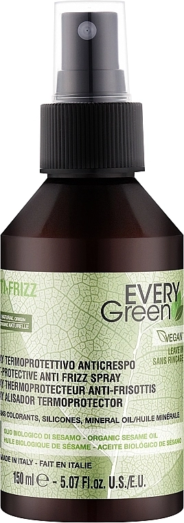 EveryGreen Увлажняющий спрей–термопротектор на кремовой основе Every Green Anti-Frizz Heat-Protective Spray - фото N1