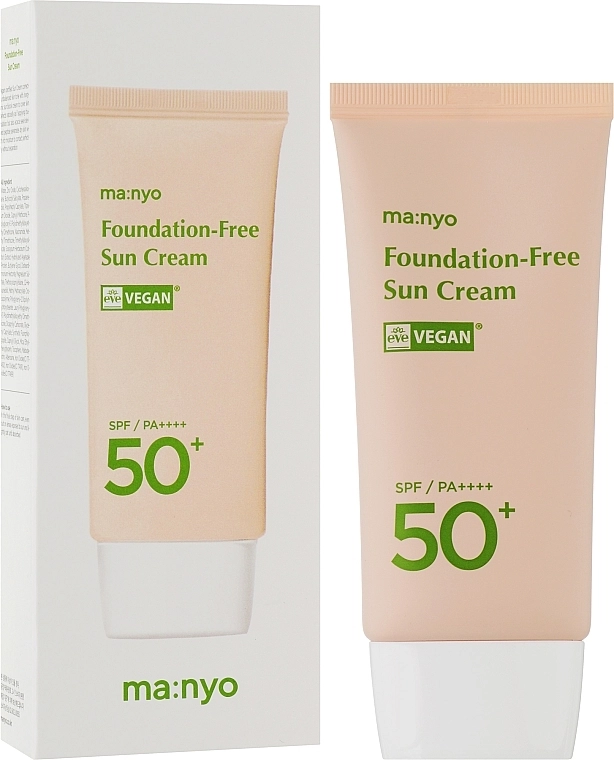 Сонцезахисний крем з тонувальним ефектом - Manyo Foundation Free Sun Cream SPF 50+ PA ++++, 50 мл - фото N2