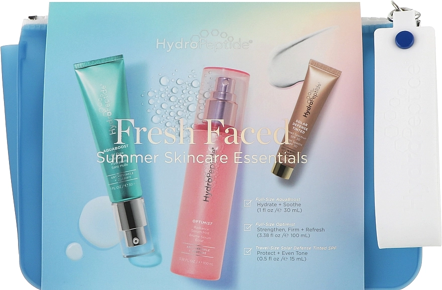 HydroPeptide Набор Fresh Faced Summer Skincare Essentials (cr/15ml + em/30ml + spr/ser/100ml + bag) - фото N1