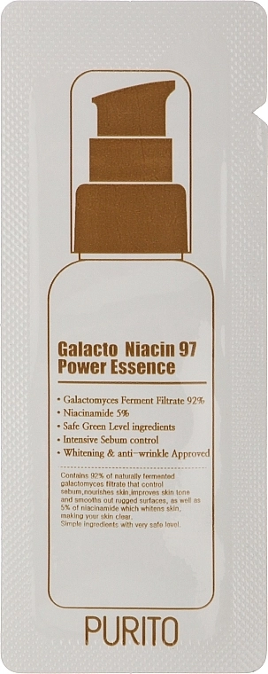 PURITO Відновлювальна есенція для обличчя з екстрактом галактомісіса Galacto Niacin 97 Power Essence (пробник) (тестер) - фото N1