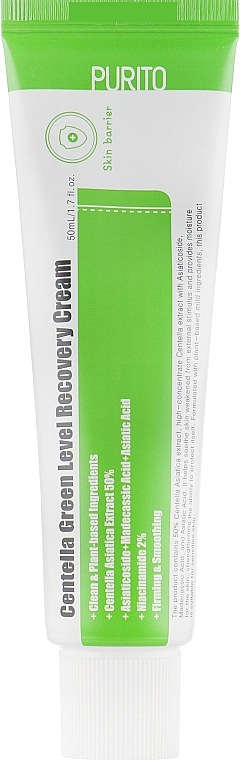 PURITO Успокаивающий крем для восстановления кожи лица с центеллой Centella Green Level Recovery Cream (пробник) - фото N1