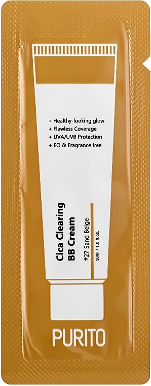 ВВ-крем с центеллой - PURITO Cica Clearing BB Cream, 27 тон - Sand Beige, тестер 1 мл - фото N1