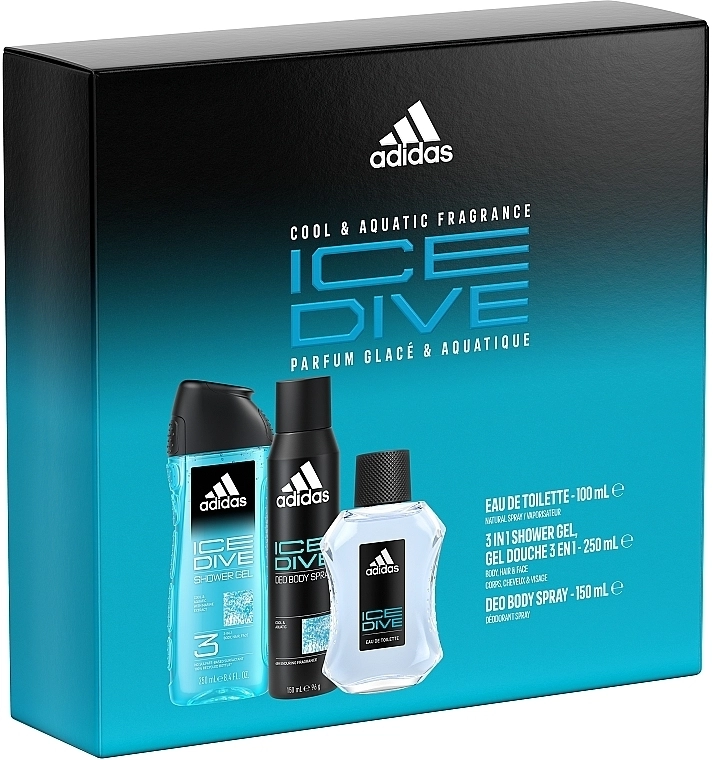 Adidas Ice Dive Набір (edt/100ml + spray/150ml + sh/gel/250ml) - фото N3