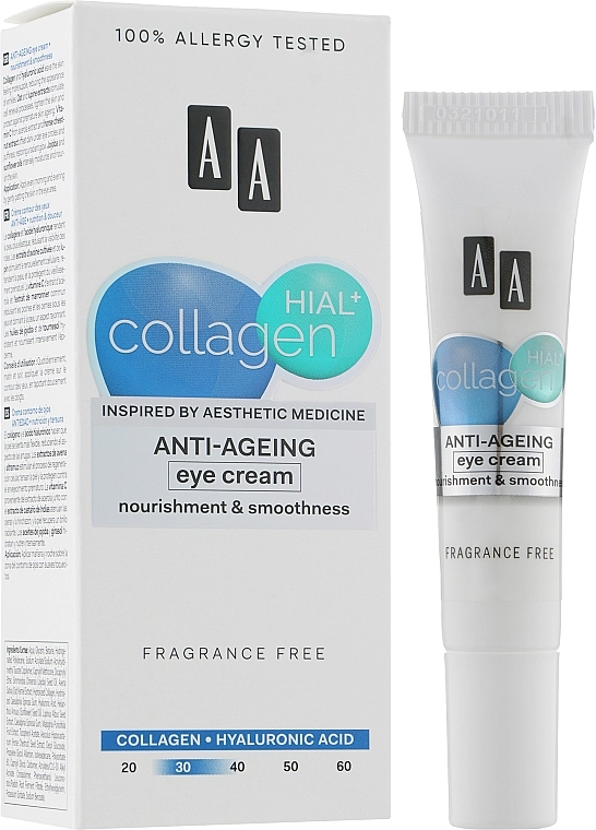 AA Розгладжуючий і зволожуючий крем навколо очей Cosmetics Collagen Hial+ Eye Cream - фото N2