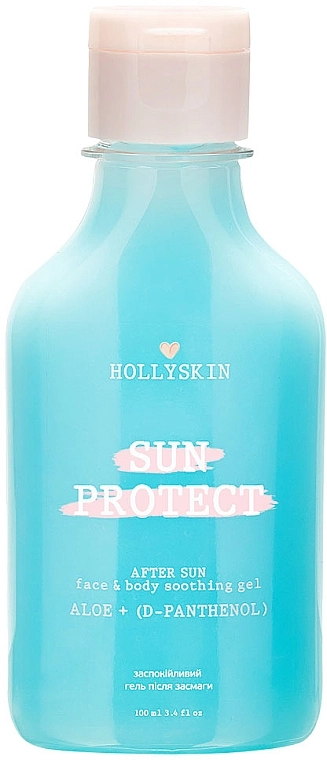 Hollyskin Успокаивающий гель после загара с алоэ вера и Д-пантенолом Sun Protect After Sun Face&Body Soothing Gel Aloe + D-Panthenol - фото N2