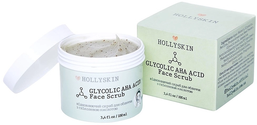 Hollyskin Скраб для обличчя з гліколевою кислотою Glycolic AHA Acid Face Scrub - фото N1