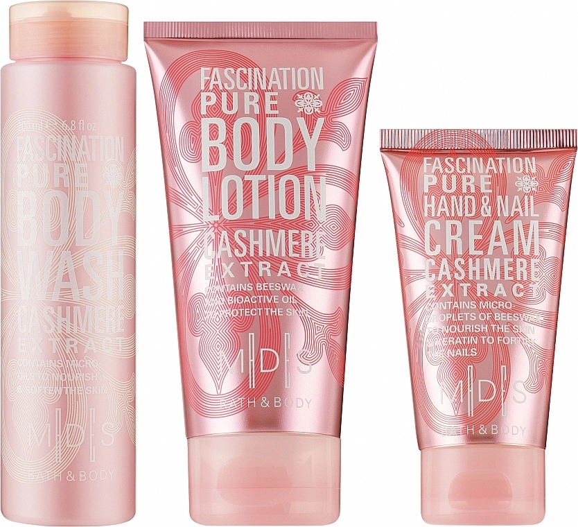 Mades Cosmetics УЦІНКА Косметичний набір "Зачарування чистотою" M|D|S Baty & Body Fascination Pure Beauty Trio ( b/wash/200ml + b/milk/150ml + h/cr/75ml ) * - фото N2