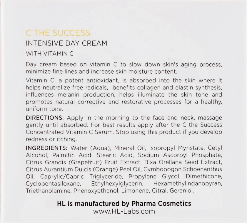 Holy Land Cosmetics Інтенсивний денний зволожуючий крем з вітаміном C C the Success Intensive Day Cream - фото N3