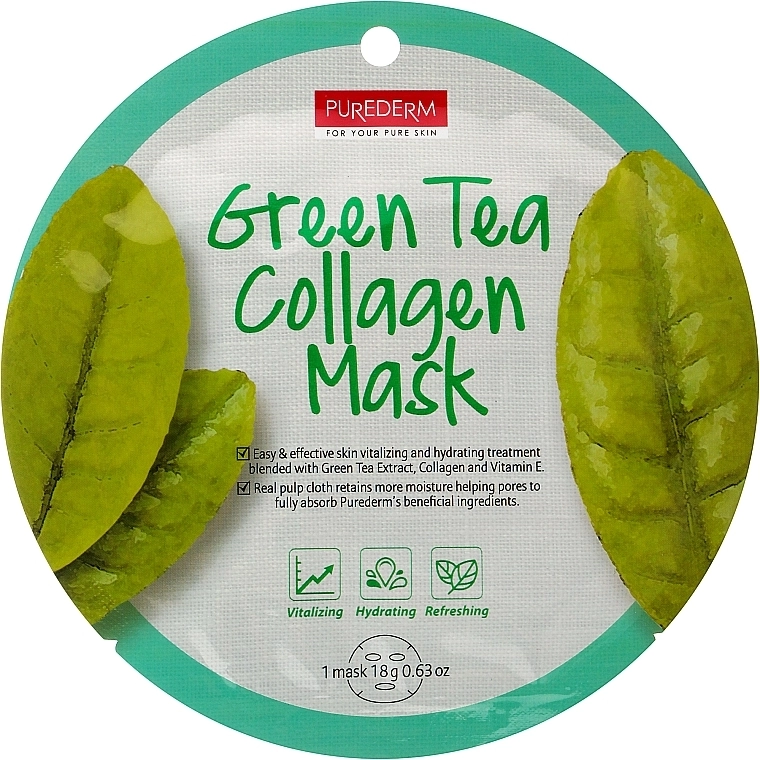 Purederm Колагенова маска із зеленим чаєм Green Tea Collagen Mask - фото N1