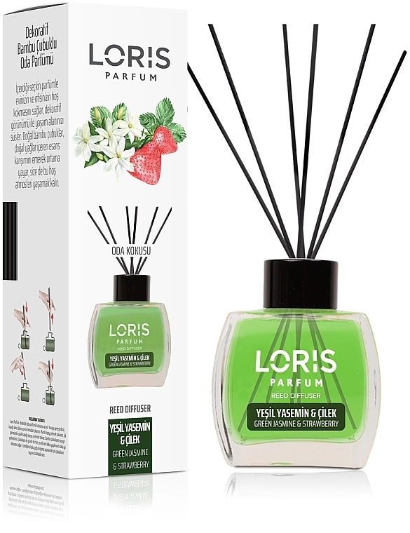 Loris Parfum Аромадиффузор "Зеленый жасмин и клубника" Reed Diffuser Green Jasmine & Strawberry - фото N1