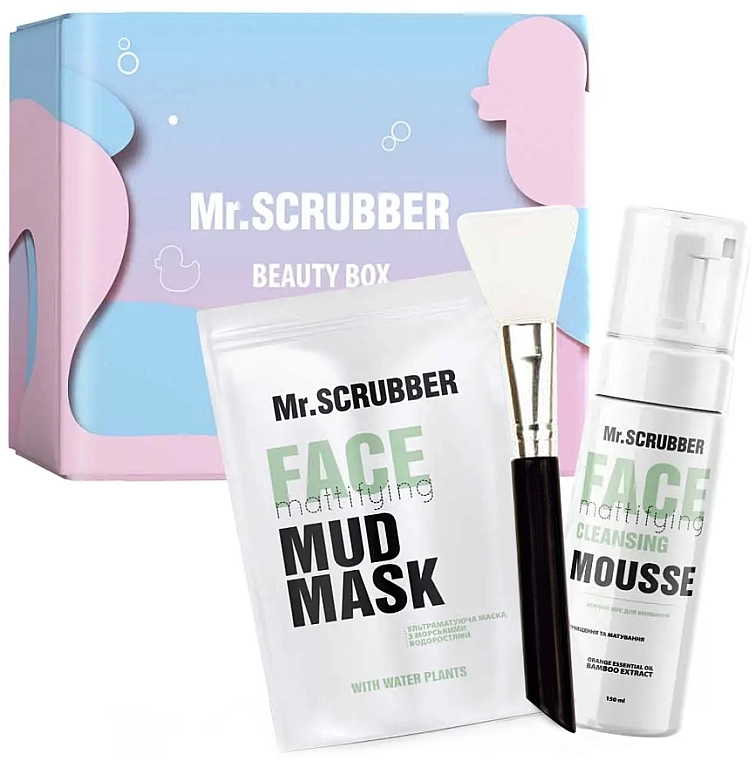 Mr.Scrubber Набір Mattifying Daily Care (f/mask/100g + f/mousse/150ml + brush/1/pcs) - фото N1