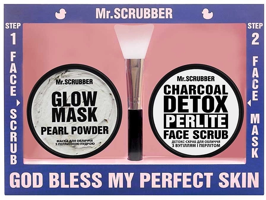 Mr.Scrubber Набір Perfect Skin. Detox (f/scrub/50ml + f/mask/50ml + acc/1pcs) - фото N1