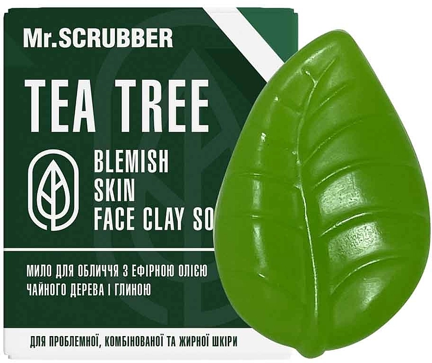 Mr.Scrubber Мило для обличчя й тіла з олією чайного дерева Blemish Skin Face Clay Soap Tea Tree - фото N1