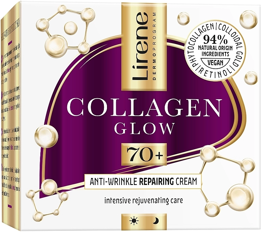 Lirene Восстанавливающий крем для лица против морщин 70+ Collagen Glow Anti-Wrinkle Repairing Cream - фото N1