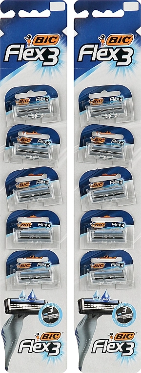 BIC Чоловічий станок "Flex 3", 10 шт. Flex 3 Nano-Tech Vitamin E & Aloe - фото N1