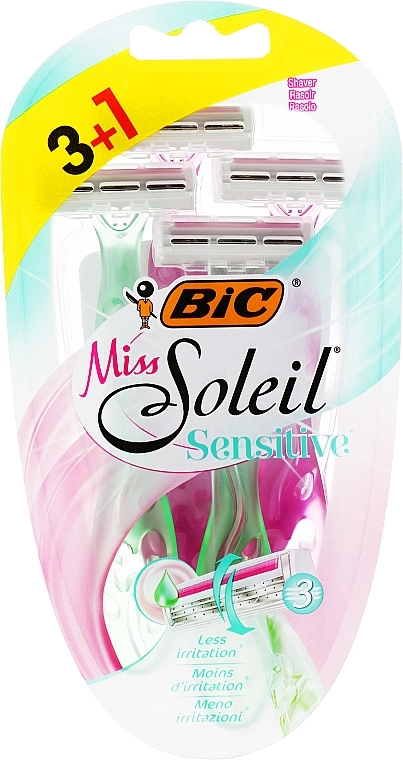 BIC Жіночий одноразовий станок, 4 шт. Miss Soleil 3 Sensitive - фото N1