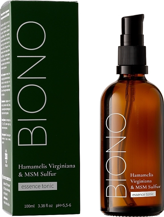 Biono Тоник-эссенция с гидролатом гамамелиса и органической серой Hamamelis Virginiana and MSM Sulfur Essence Tonic - фото N2