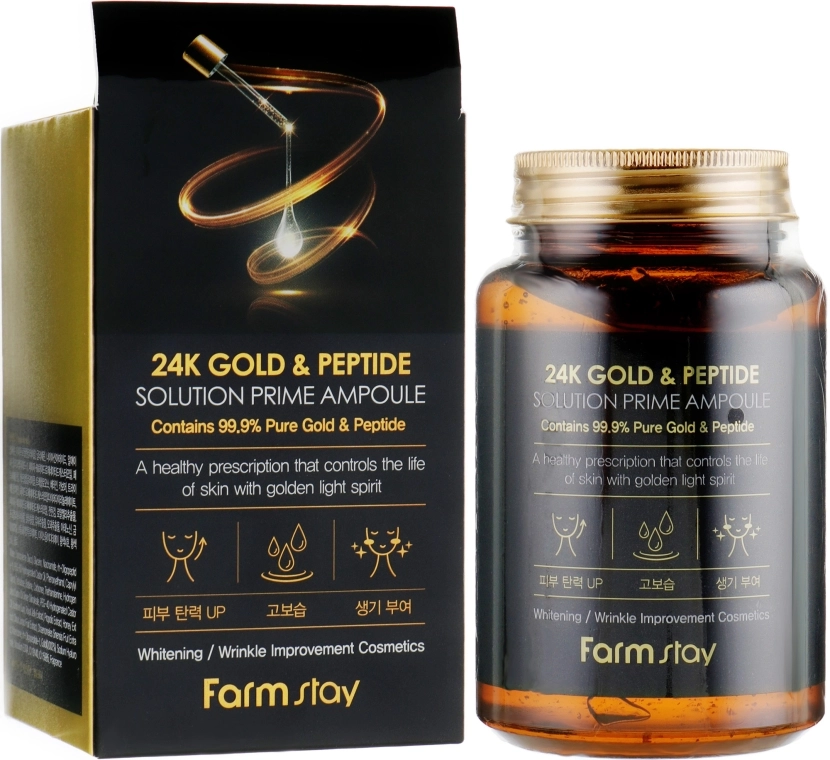 FarmStay Антивікова ампульна сироватка з 24K золотом і пептидами 24K Gold & Peptide Solution Prime Ampoule - фото N1