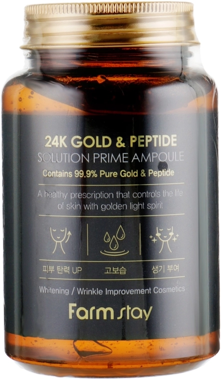 FarmStay Антивікова ампульна сироватка з 24K золотом і пептидами 24K Gold & Peptide Solution Prime Ampoule - фото N2