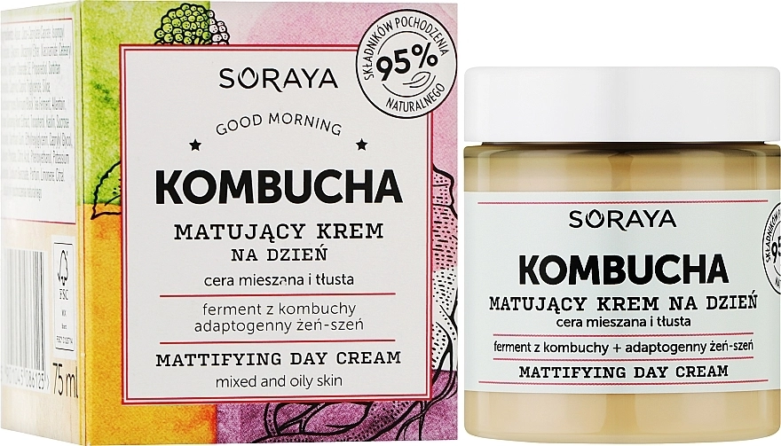 Soraya Матирующий дневной крем для комбинированной и жирной кожи Kombucha Mattifying Day Cream - фото N2