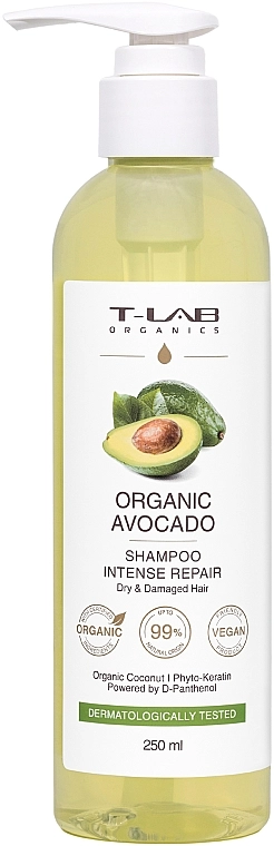 T-LAB Professional Шампунь для сухих и поврежденных волос Organics Organic Avocado Shampoo - фото N1