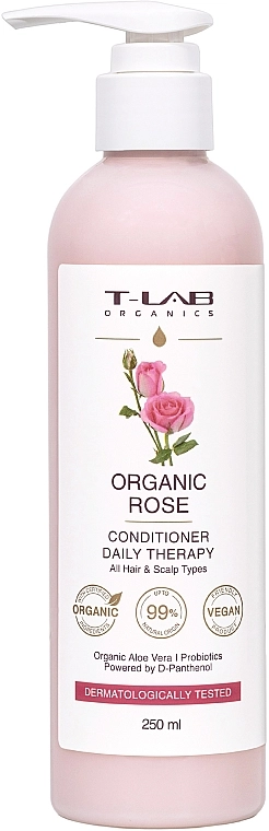 T-LAB Professional Кондиціонер для щоденного догляду за будь-яким типом волосся Organics Organic Rose Conditioner - фото N1