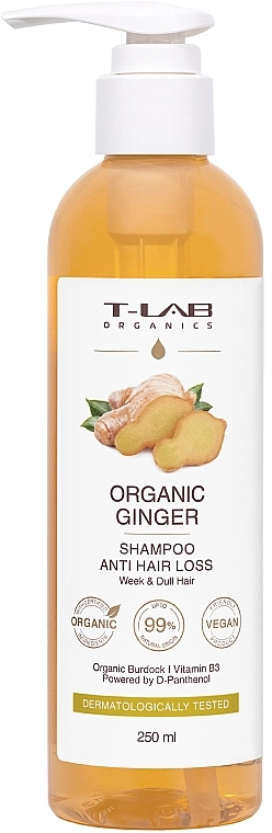 T-LAB Professional Шампунь для ослабленных и тусклых волос Organics Organic Ginger Shampoo - фото N1
