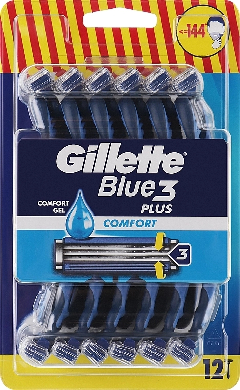 Gillette Набір одноразових станків для гоління, 12 шт. Blue3 Plus Comfort - фото N1