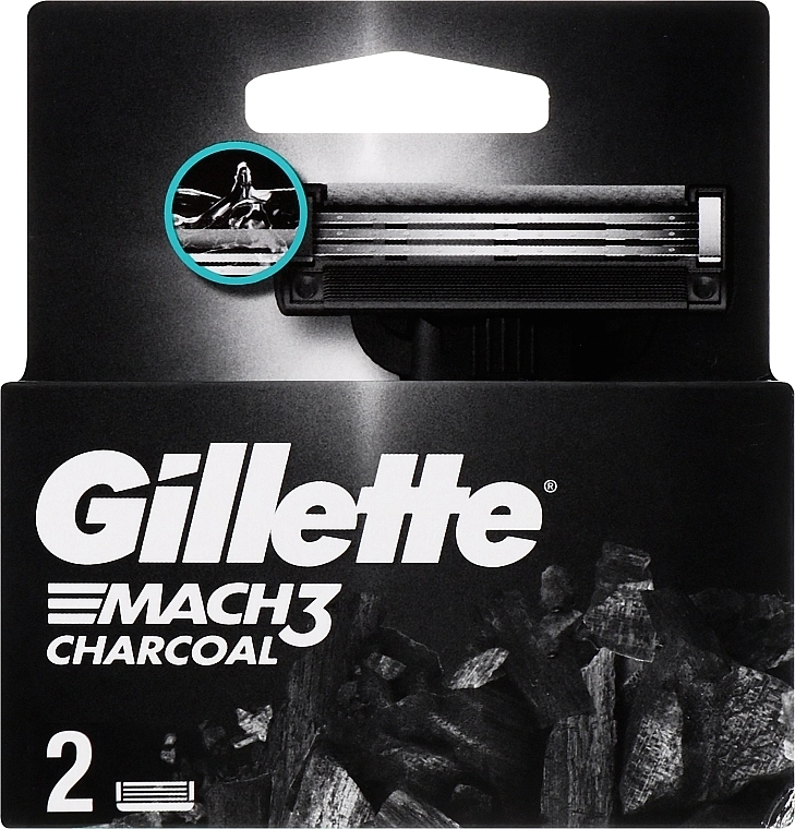 Gillette Сменные кассеты для бритья "Древесный уголь" Mach-3 Charcoal - фото N1