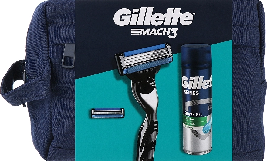 Gillette Набір Gillete Mach3 (sh/gel/200ml + razor/1pcs + bag) - фото N1