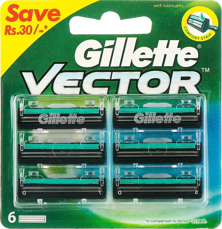 Gillette Сменные кассеты для бритья, 6 шт. Vector - фото N1