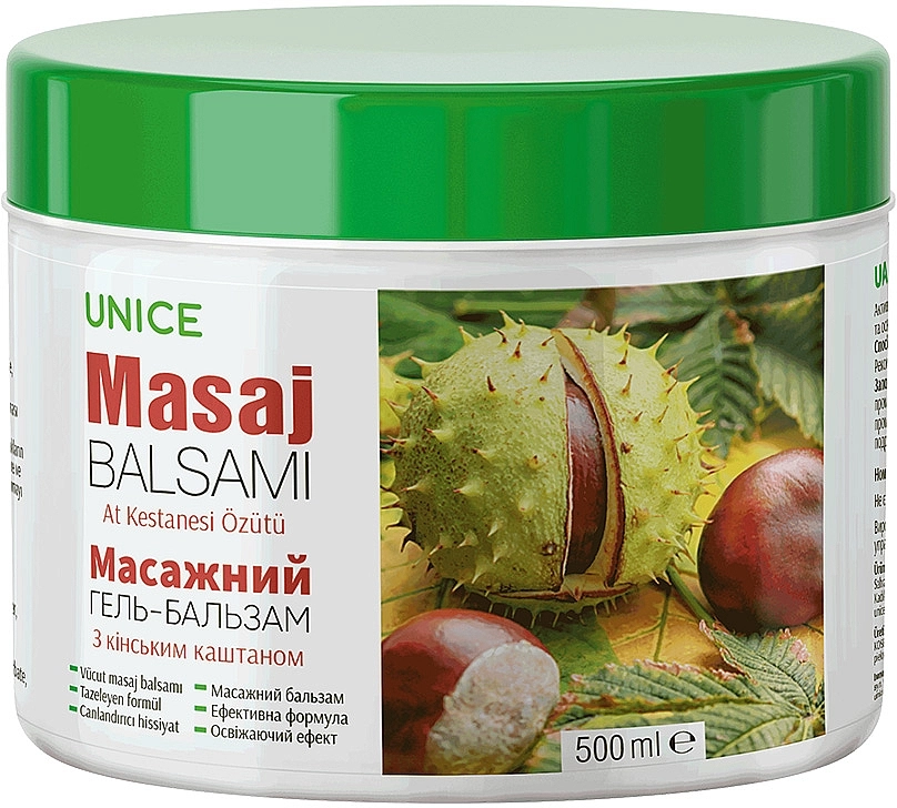 Unice Массажный гель-бальзам с конским каштаном и кофеином Horse Chestnut Balsam, 100ml - фото N1