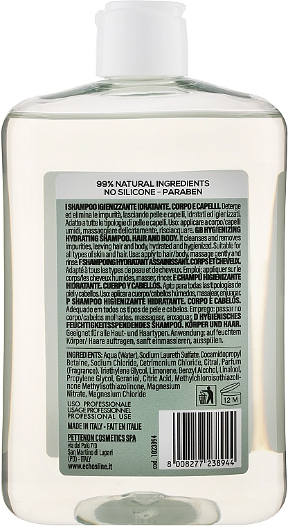 Echosline Дезінфекційний шампунь для тіла та волосся B.Pur Hygienizing Hydrating Shampoo For Hair And Body - фото N2