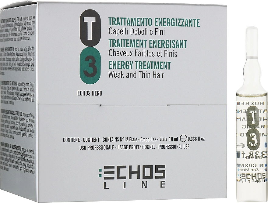 Echosline Зміцнюючий лосьйон проти випадіння волосся (в ампулах) Т3 Energy Treatment - фото N1