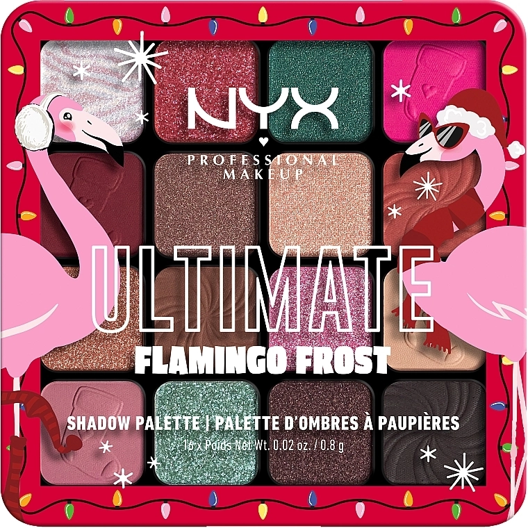 NYX Professional Makeup Ultimate Flamingo Frost Eyeshadow Palette Палетка тіней для повік, 16 відтінків - фото N1